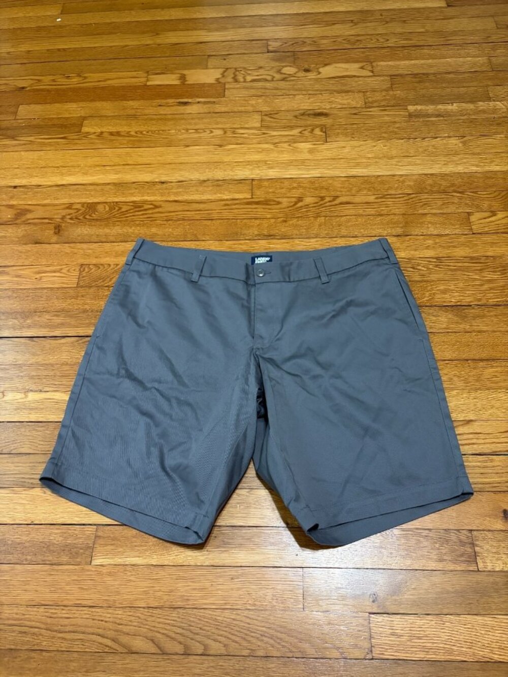 Lands' End Womens Bermuda Shorts Plus Sz 18W Gray Cotton Blend Flat Front Casual